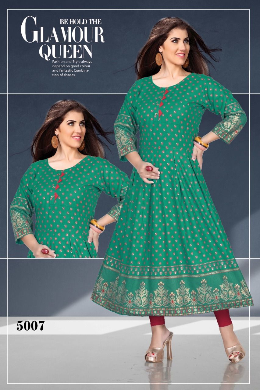 Beauty Queen Goldy 3 Ethnic Wear Rayon Printed Anarkali Kurti Collection
